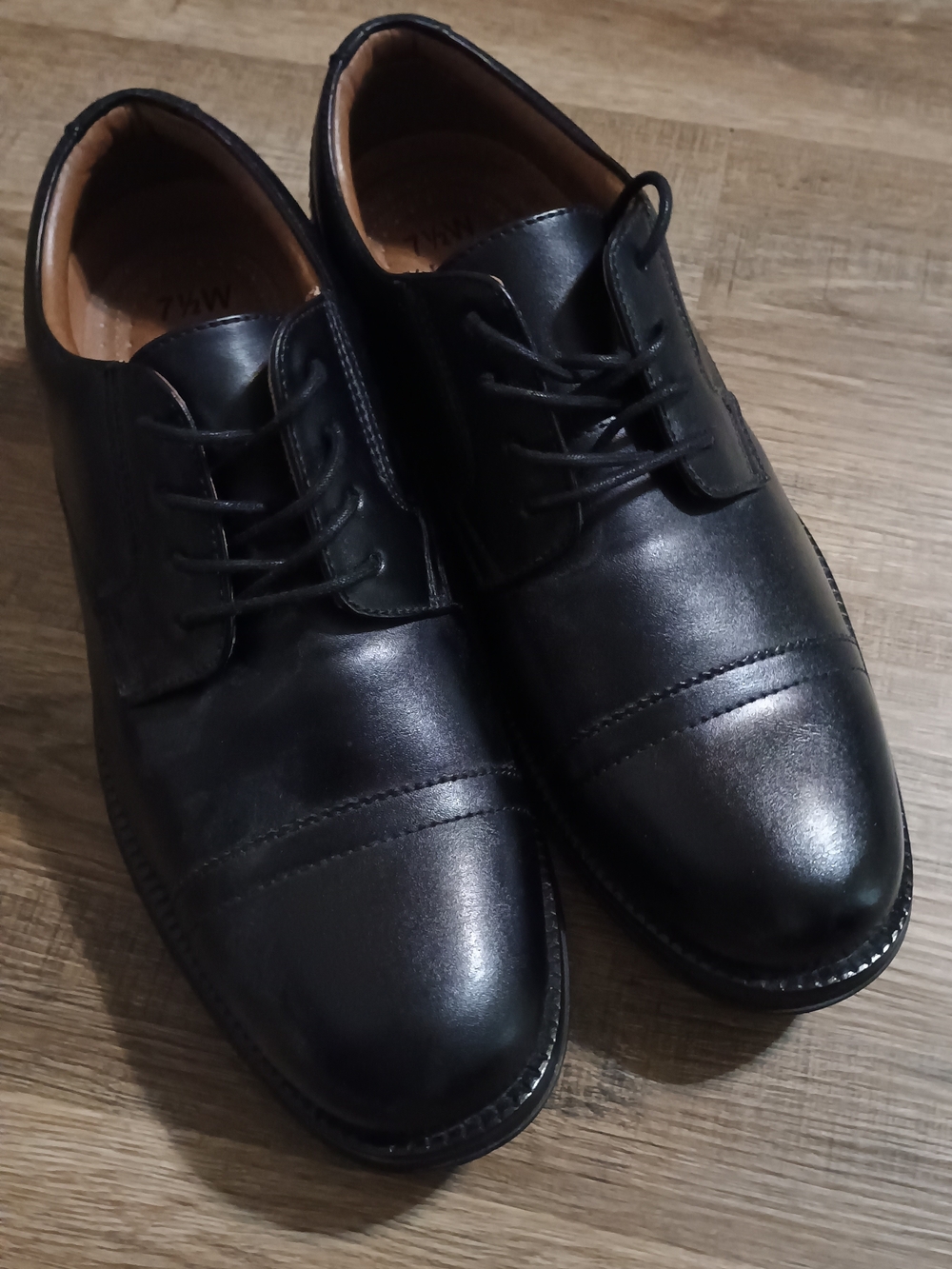 George Men’s Black Cap-Toe Derby Dress Shoes Size 7.5 Wide